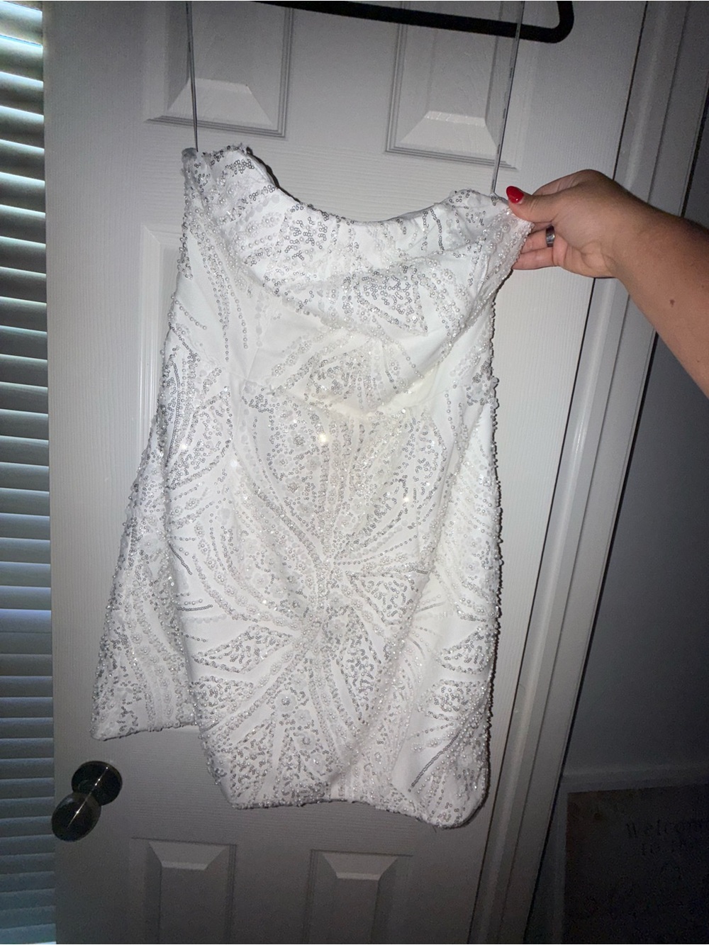 Elliatt White Beaded Strapless Sequin Camisole